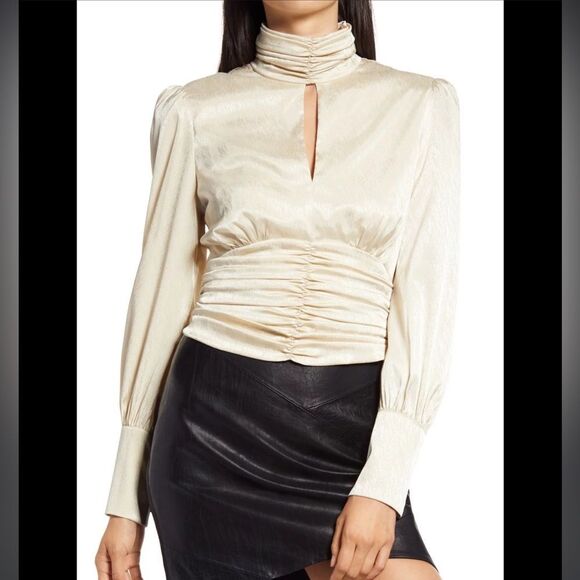 Wayf Cream High-Neck Blouse - Picture 1 of 4